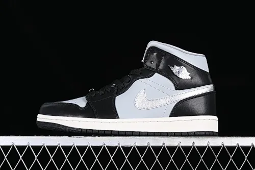 All categories Air Jordan Jordan series basketball shoes Air Jordan 1 Mid Air Jordan 1 Mid SE "Black Chrome" AJ1 Joe 1 Smoked Panda mid-top basketball shoes FB9892-002